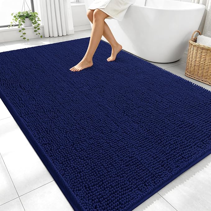 OLANLY Large Bathroom Rugs 70x46, Soft Absorbent Chenille Bath Rugs, Rubber