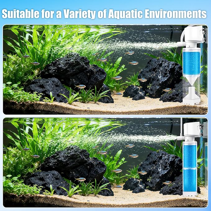 Aquarium Filter, Internal Fish Tank Filters for 10-20 Gallon Aquariums, Adjustable Flow & Wavemaker, Isolate Impurities, Ultra-Quiet Water Circulation