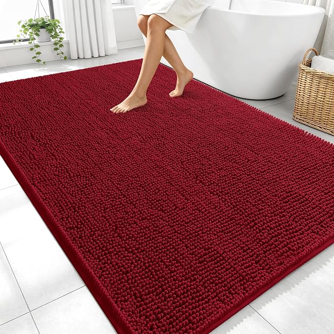 OLANLY Large Bathroom Rugs 70x46, Extra Soft Absorbent Chenille Bath Rugs