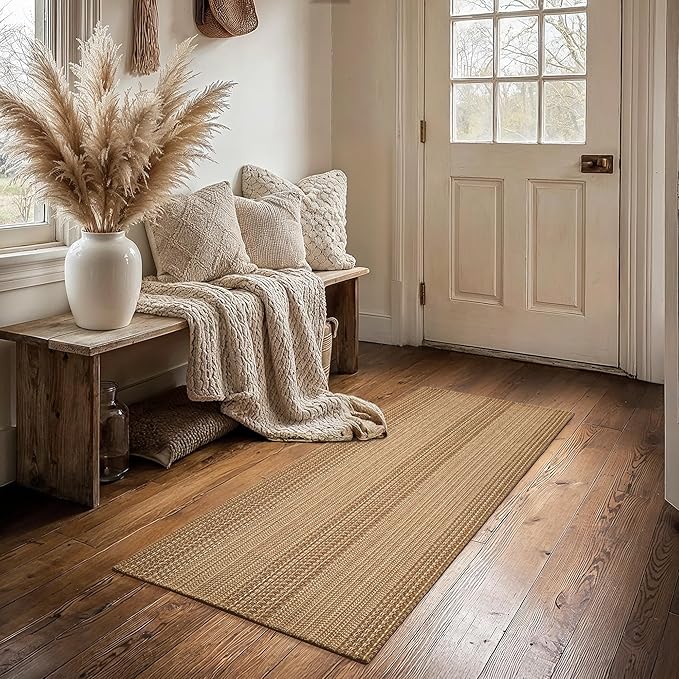 MatEssenz 2x5 Cotton Blend Runner Rug, Machine Washable Boho Woven Hallway Rug