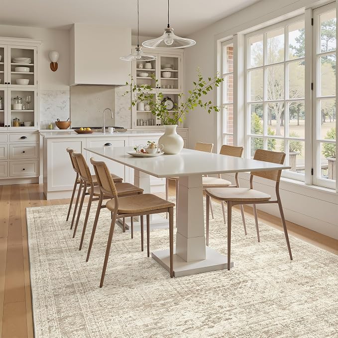 Soalmost 4x6 Area Rugs for Living Room, Vintage Washable Rugs for Dining Room