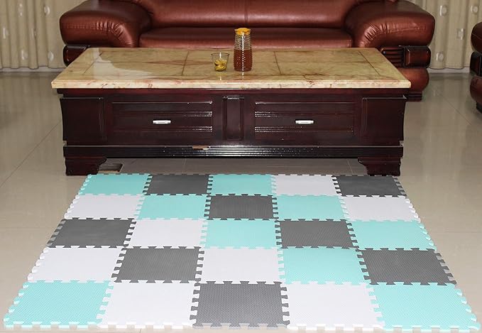 MQIAOHAM® 25 Pieces Puzzle Play Mats, Soft Baby Play Mat, Kids Interlocking Foam Floor Tiles, Toddlers Carpet Playmats G301025-101108112