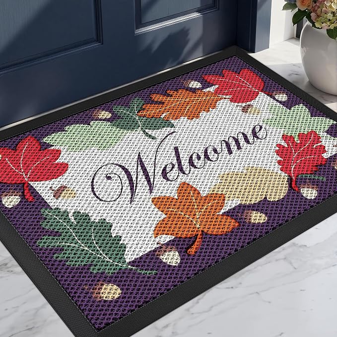 Front Door Mat, Heavy Duty Non-Slip Rubber Dirt Trapper, Quick-Dry Low-Profile