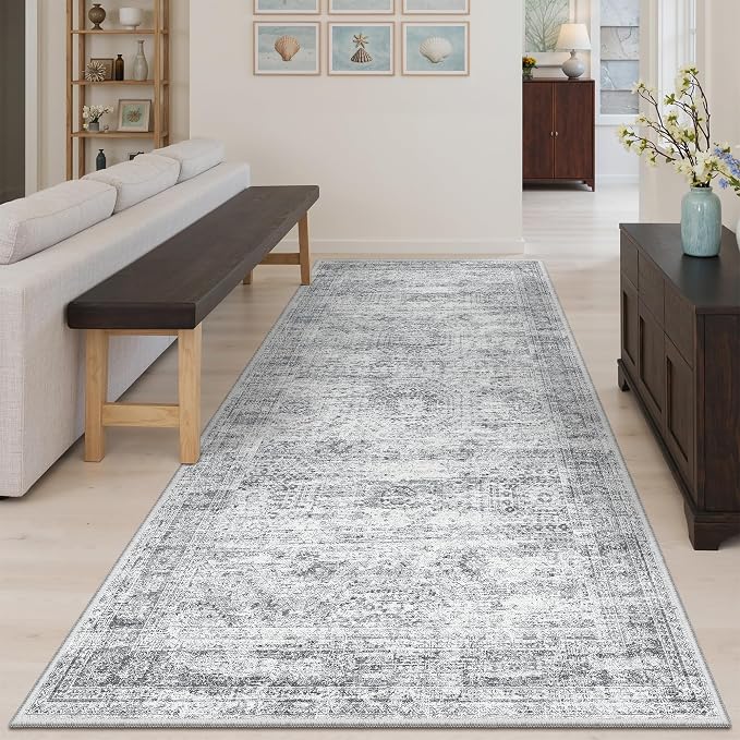 Soalmost Hallway Runner Rug 4x8 Wide: Washable Thin Runners