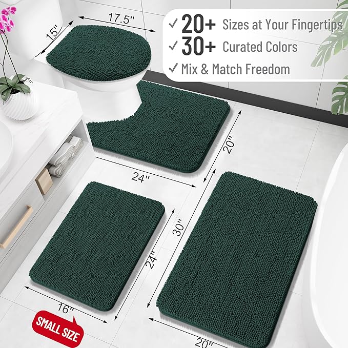 OLANLY Bathroom Rugs 36x24, Extra Soft Absorbent Chenille Bath Rugs, Rubber