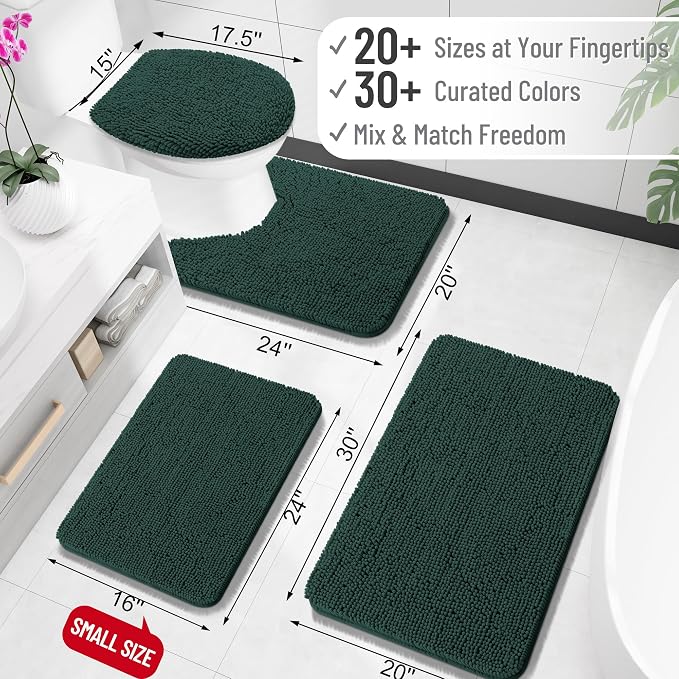 OLANLY Bathroom Rugs 30x20, Extra Soft Absorbent Chenille Bath Rugs, Rubber