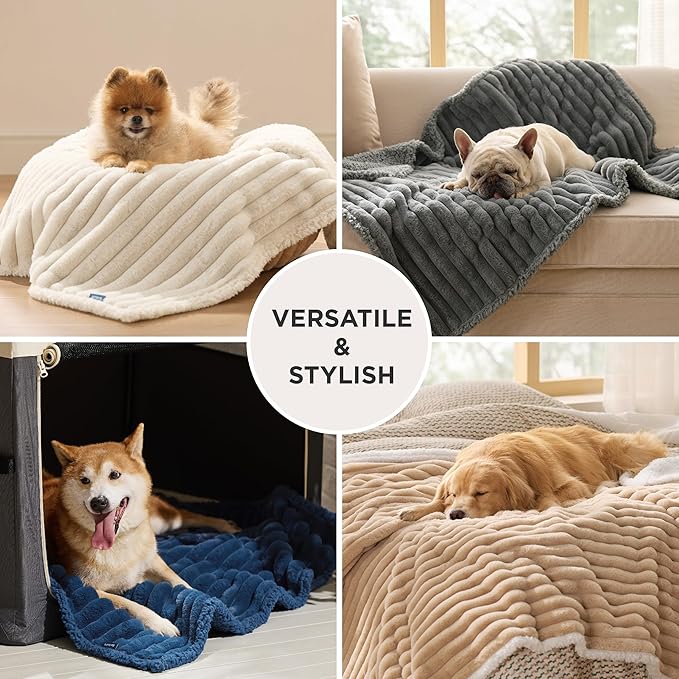 Bedsure ComfyFleece Orthopedic Dog Bed with Waterproof Dog Blanket for Extra Large Dogs, Brown