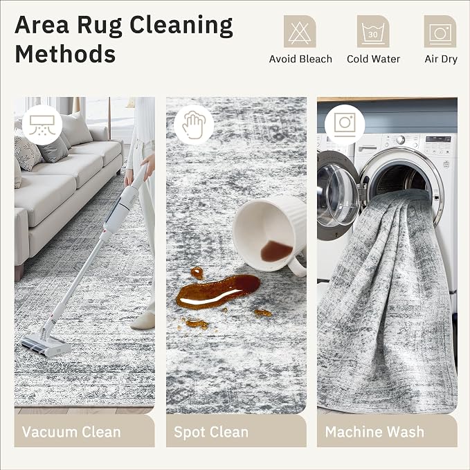 Soalmost Area Rugs 4x6 for Living Room, Vintage Washable Rugs for Dining Room