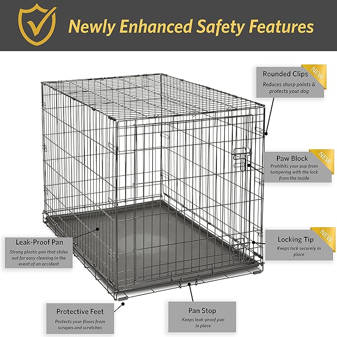 Midwest Homes for Pets 48-Inch New World Crate for Extra-Large Breeds, 90-110 lbs, Single Door Folding Dog Crate, Leak-Proof Tray & Secure Latch, Portable, Durable & Easy to Assemble