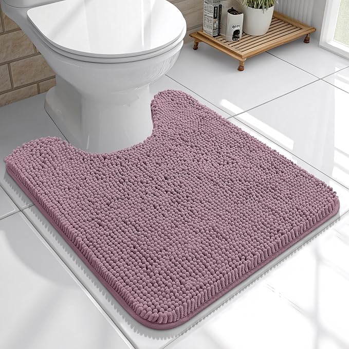 OLANLY Toilet Rugs U-Shaped 20x20, Extra Soft Absorbent Chenille Contour