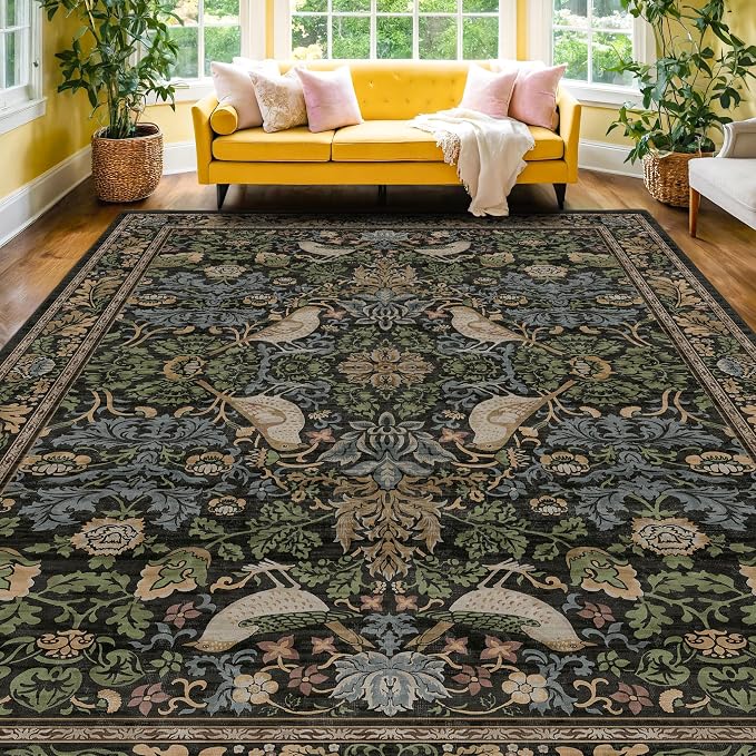 Botanical 10x14 Area Rug for Living Room, Extra Large Bedroom