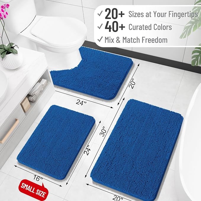 OLANLY Large Bathroom Rugs 50x30, Soft Absorbent Chenille Bath Rugs, Rubber