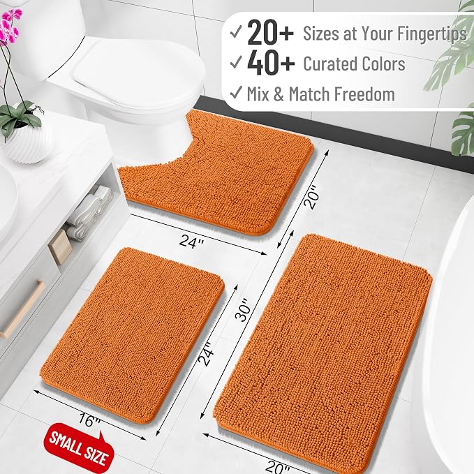 OLANLY Toilet Rugs U-Shaped 24x24, Extra Soft Absorbent Chenille Contour