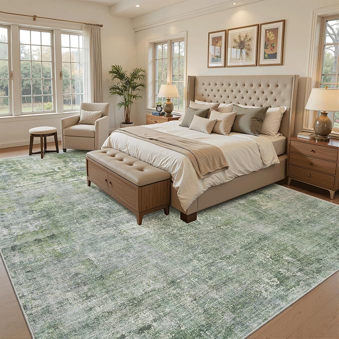 Soalmost 9x12 Area Rugs for Living Room, Non-Slip Machine Washable Vintage Rugs