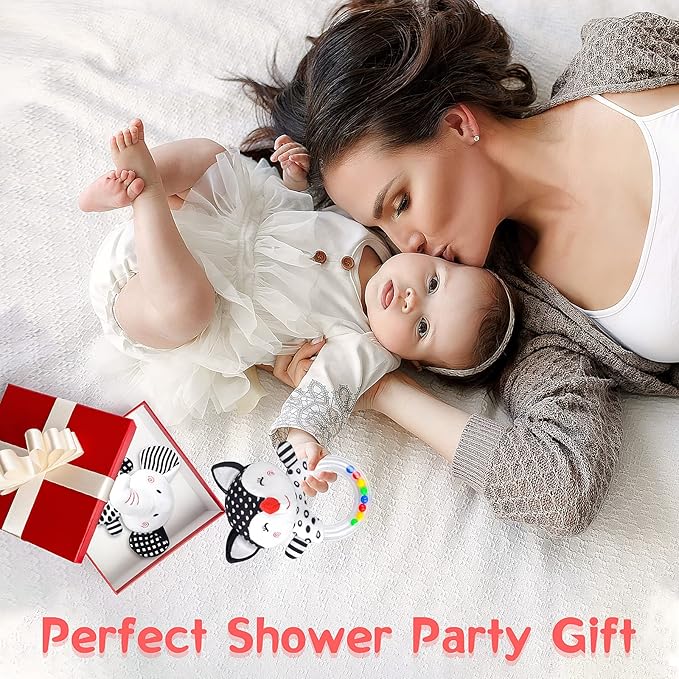 Baby Rattles 0-6 Months Newborn Toys Infant Toys 0-6 Months Rattles for Babies 0-6 Months Baby Toys 0-6 Months, Black and White High Contrast Baby Toys for 0 3 6 9 12 Months (Baby Rattles)