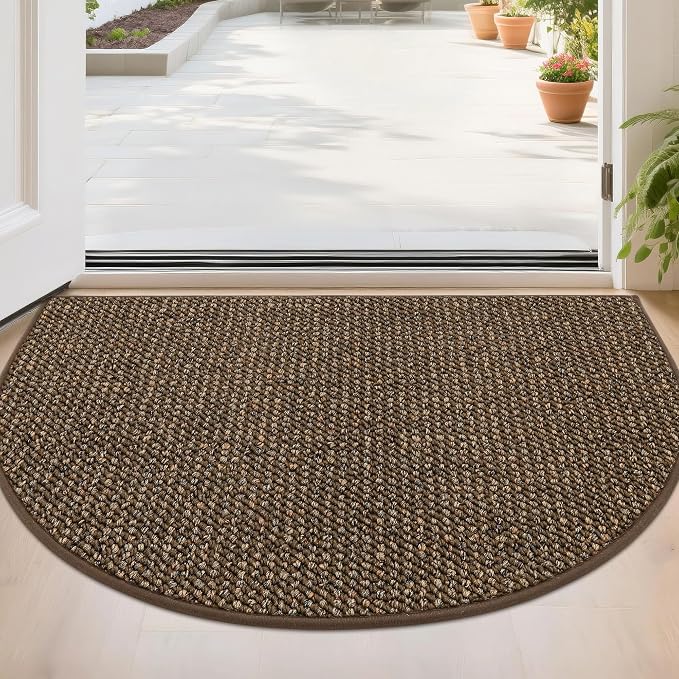 BEQHAUSE Dirt Trapper Door Mat 24" x 36" Half Circle Non-Slip Washable Doormats