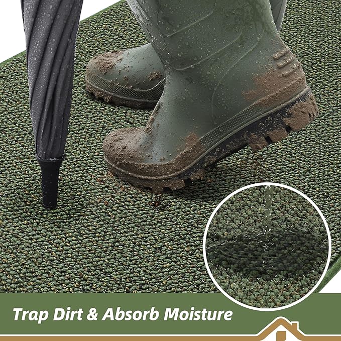 BEQHAUSE Dirt Trapper Door Mat 32" x 48" Half Circle Non-Slip Washable Doormats