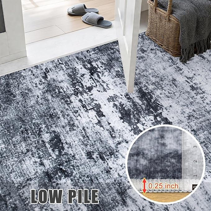 5x7 Area Rug Living Room Rug: Washable Modern Abstract Soft Thin Rug Indoor