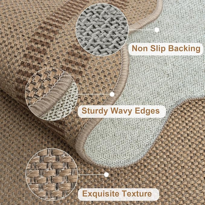 Modern Easy Jute Outdoor Patio Rug, 3x5 Washable Rugs