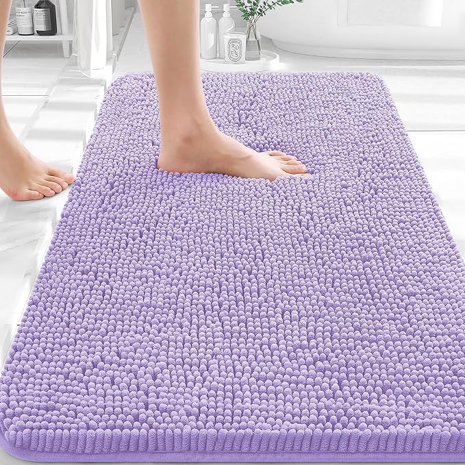 OLANLY Bathroom Rugs 30x20, Extra Soft Absorbent Chenille Bath Rugs, Rubber