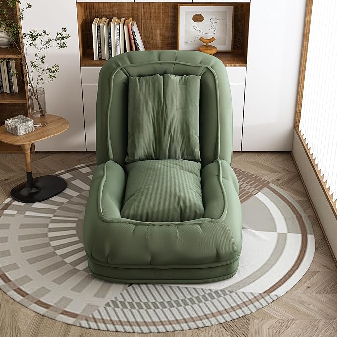 Oversized Human Dog Bed for Adult, Foldable Giant Human Pet Bed with 2 Soft Pillows, Large Sized Dog Sofa with 5 Adjustable Position for Humans, Metal Frame & Corduroy (Green)