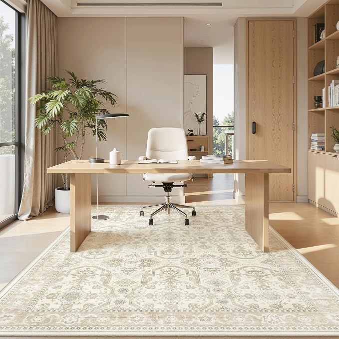 Soalmost 7x9 Area Rug for Living Room Washable Abstract Vintage Soft Thin