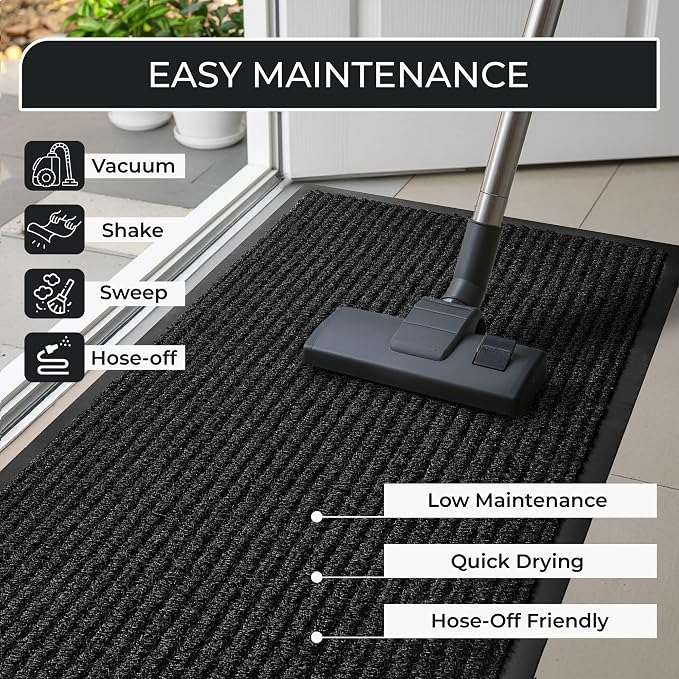 Large Door Mat 3' x 5' Charcoal, Heavy Duty Commercial Floor Mat, Industrial