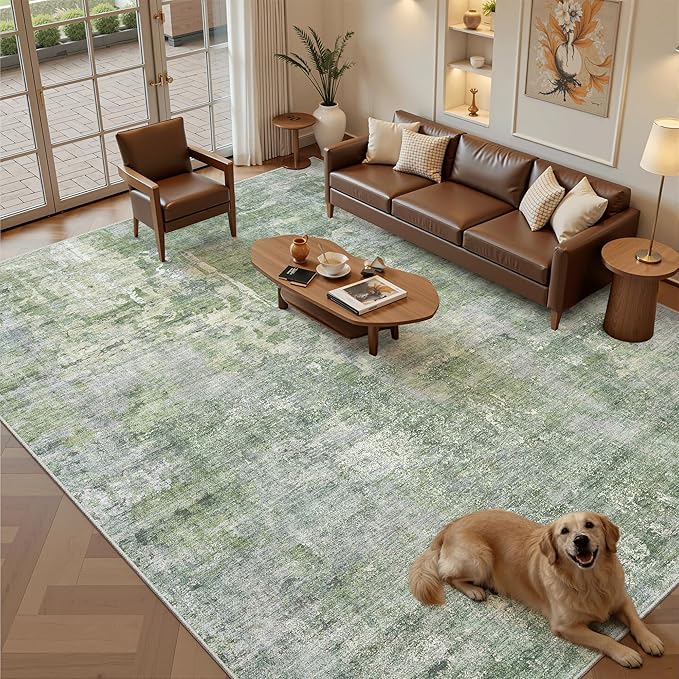 Soalmost 9x12 Area Rugs for Living Room, Non-Slip Machine Washable Vintage Rugs