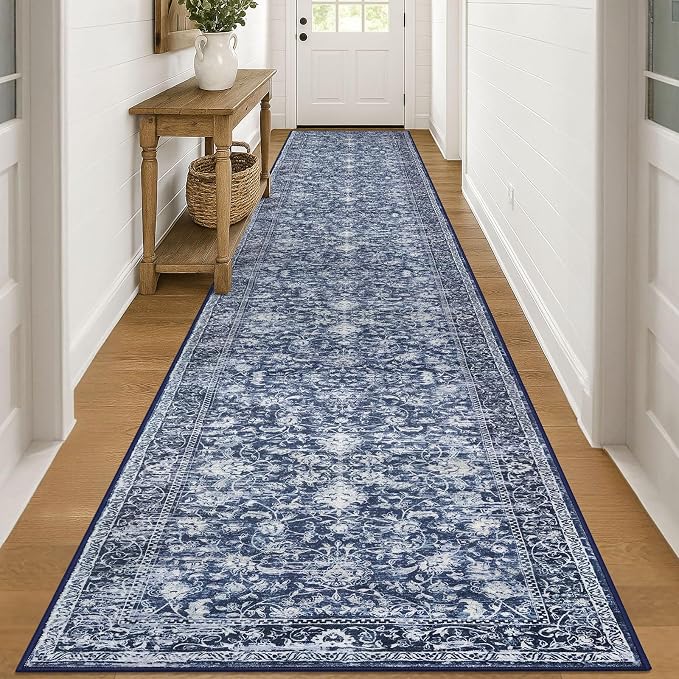 KILOCOCO Hallway Runner 3x18 Rug Runner Printed Vintage Floral Washable Kitchen