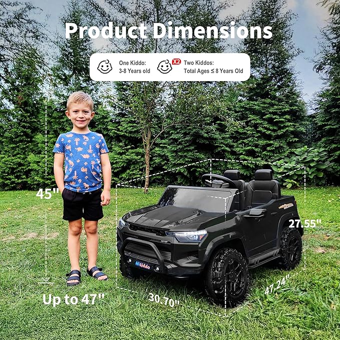 24V 10Ah Ride on Toy for Big Kids, 4WD 2 Seater Electric SUV Kids Car to Drive w/Remote Control, 4x200W Motors - Black