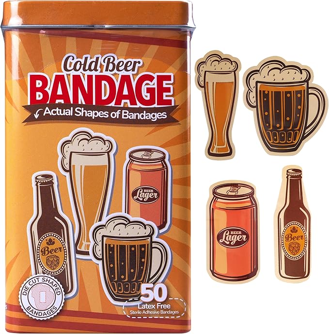 BioSwiss Bandages, Cold Beverage Shaped Self Adhesive Bandage, Latex Free Wound Care, Fun First Aid Kit Supplies for Adults, 50 Count