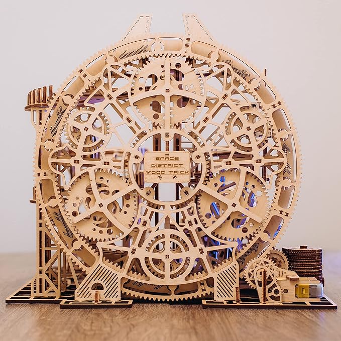Wood Trick Wooden Marble Run Electric Motorized - 3D Wooden Puzzles for Adults and Kids to Build - 15x14 in - Roller Coaster Wooden Model Kits for Adults and Teens to Build