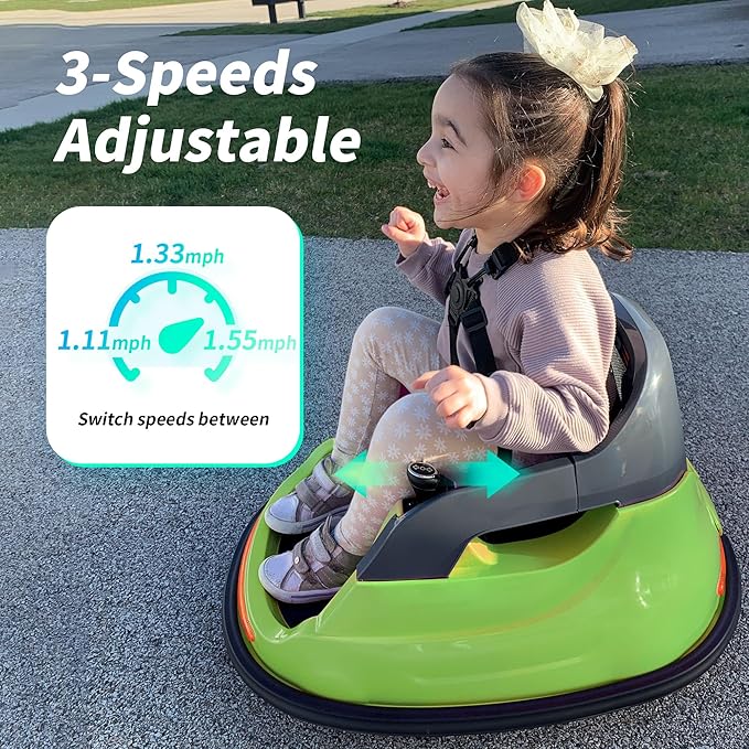 Baby Bumper Car, 6V Electric Kids Bumper Car for Toddlers with Remote Control, Bluetooth - Green