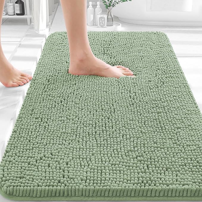 OLANLY Bathroom Rugs 36x24, Extra Soft Absorbent Chenille Bath Rugs, Rubber