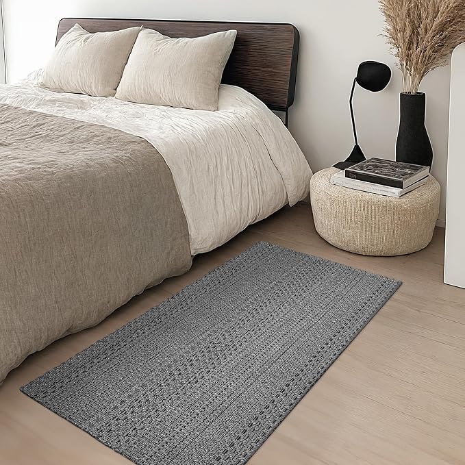2' x 4' Entryway Rug, Boho Small Area Rug, Machine Washable, Woven Rug