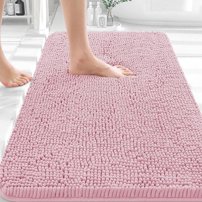 OLANLY Bathroom Rugs 35x24, Extra Soft Absorbent Chenille Bath Rugs, Rubber