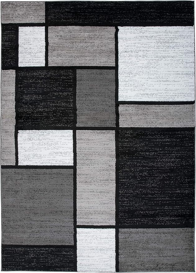 Rugshop Contemporary Modern Boxes for Home Office,Living Room,Bedroom,Kitchen Non Shedding Area Rug 10' X 14' Gray
