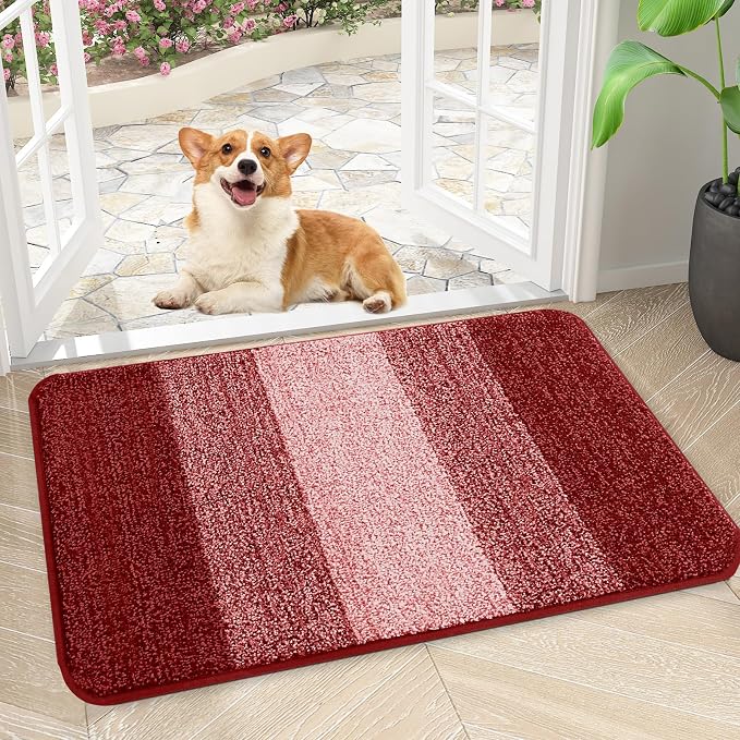 Kitinjoy Indoor Outdoor Door Mat, 30x17 Non-Slip Absorbent Dirt Trapper