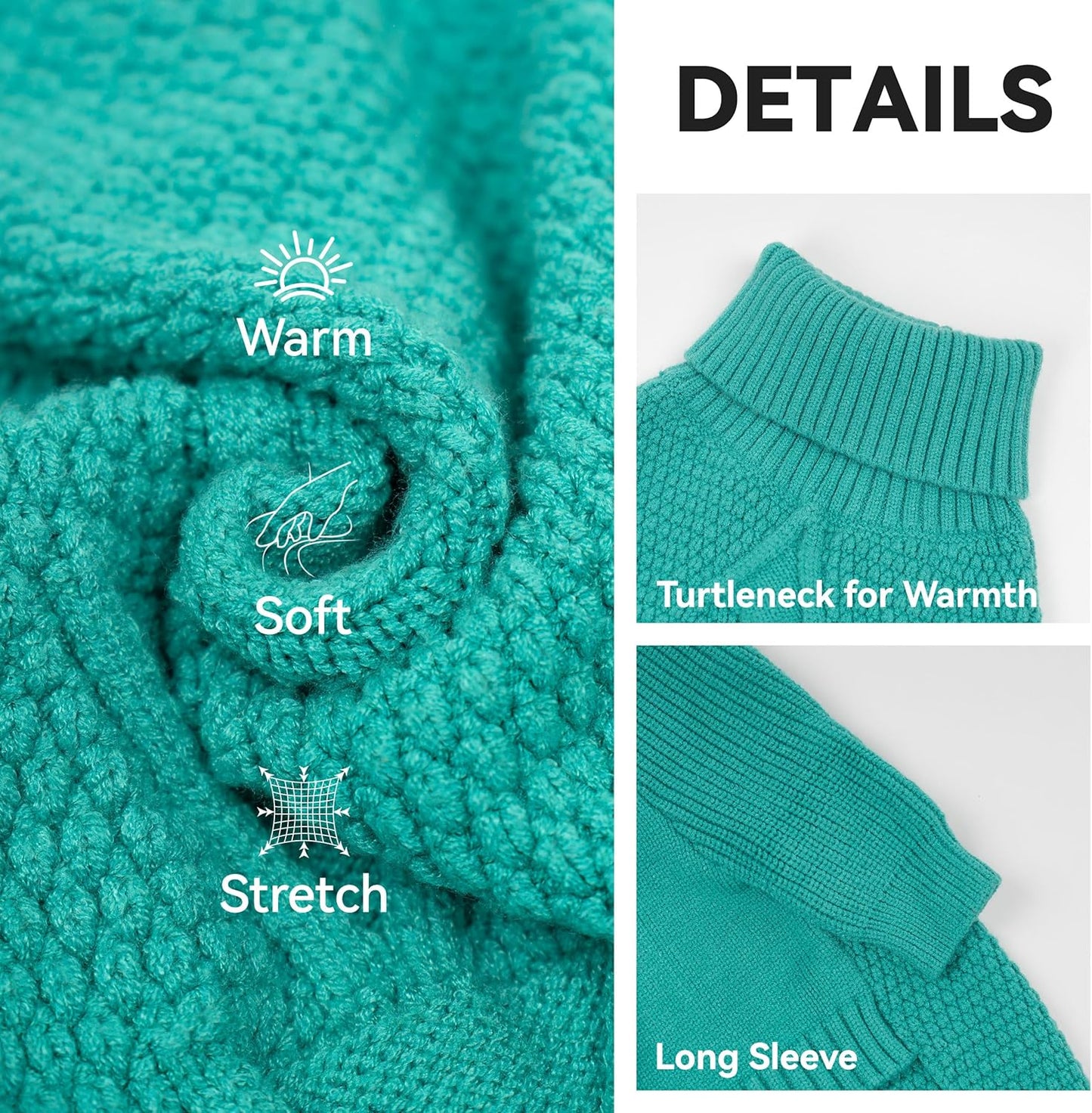 cyeollo 4XL Dog Sweater, Stretchy & Cozy Warm Dog Sweaters for Large Dogs Boy, Pullover Knit Fall Winter Sweatshirt Big Dogs Clothes, Doberman Great Dane Apparel, Aqua Green XXXXL