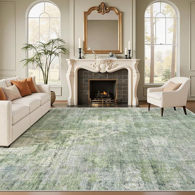 Soalmost 9x12 Area Rugs for Living Room, Non-Slip Machine Washable Vintage Rugs