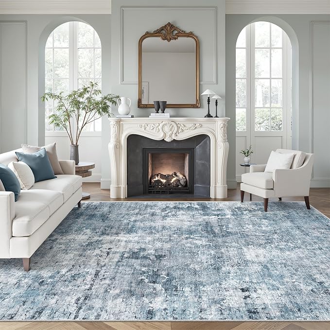 Soalmost 7x10 Area Rug for Living Room Washable Abstract Vintage Soft Thin