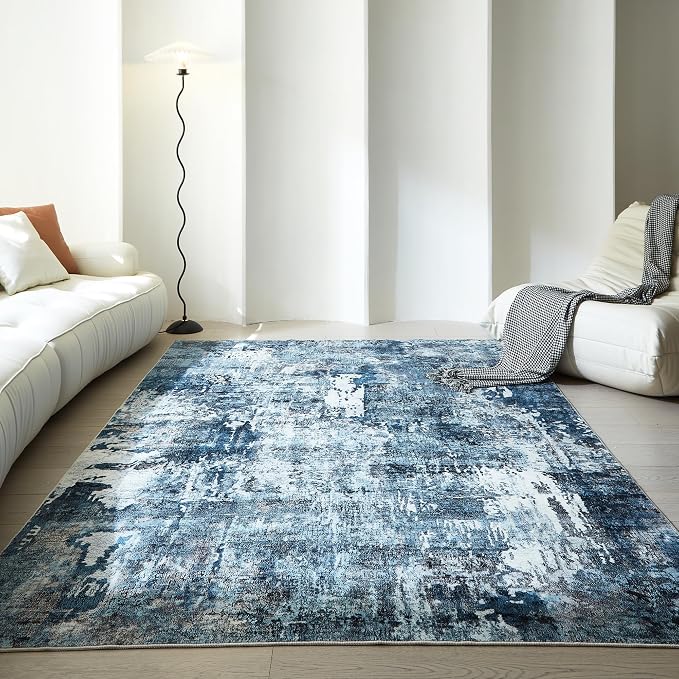 Rugcomf Area Rug 5x7 Washable Rug Boho Soft Abstract Pattern Non-Slip