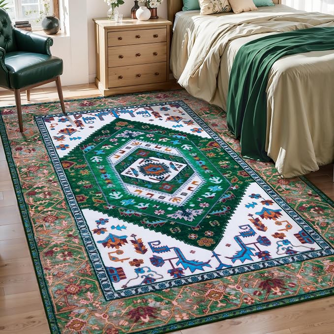 SERISSA Area Rug 3x5 Boho Rugs for Bedroom, Washable Non-Slip Living Room Rug