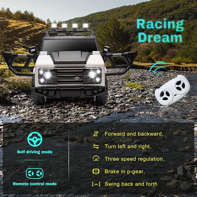 12V SUV 5MPH 2-Seater Ride on Toys, Ride-on Truck Toy w/Parent Remote,4W/2D 3-Speed Kids Electric Vehicles with Motor,Spring Suspension,LED,Music (12V Electric Ride on Truck SUV)