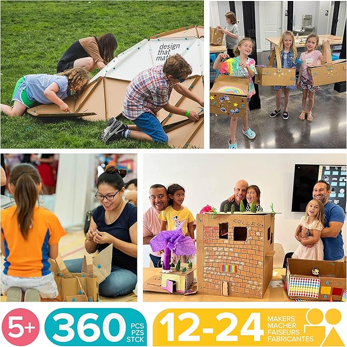 Makedo Invent | Upcycled Cardboard Construction Toolkit in Large Toolbox (360 Pieces) | STEM + STEAM Educational Toys for Classroom Learning | Resuable Tools for Boys and Girls Age 5+