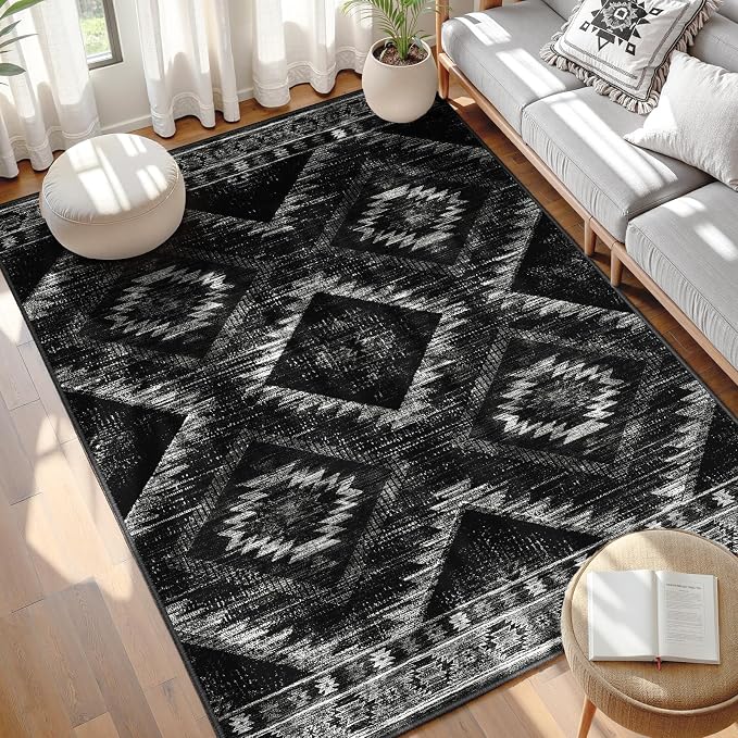 BESTSWEETIE Area Rug 5x7 Rug Machine Washable Non-Slip Low Pile Print Pattern
