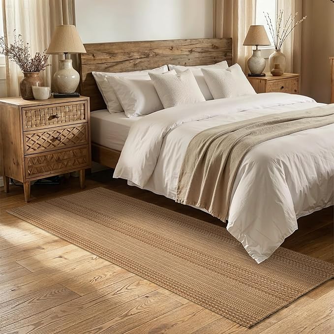 MatEssen 2x7 Thin Runner Rug for Hallway, 30% Cotton 70% Polyester Woven Carpet