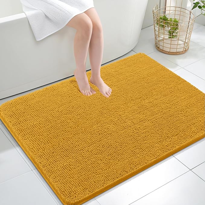OLANLY Large Bathroom Rugs 40x32, Soft Absorbent Chenille Bath Rugs, Rubber