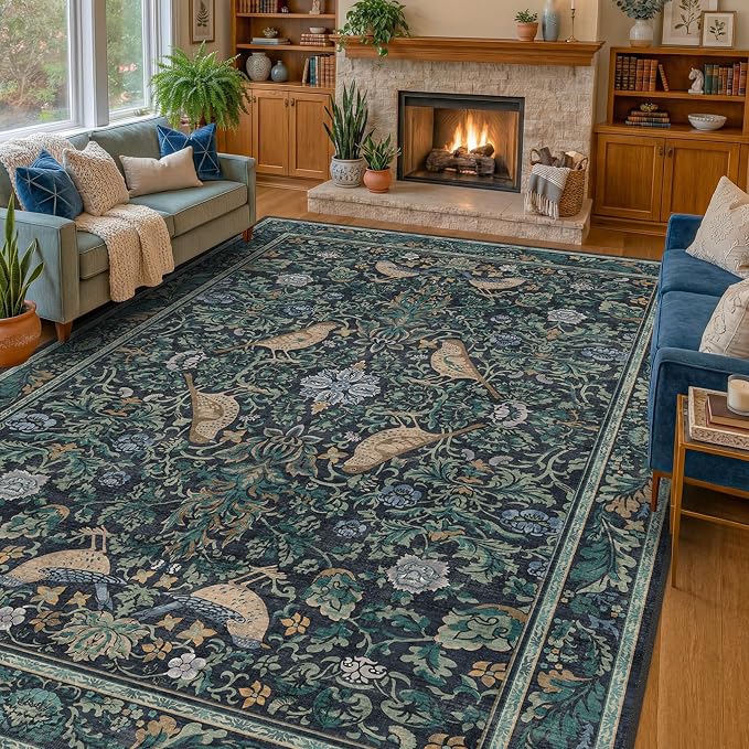 Large Washable Floral 10x14 Area Rug