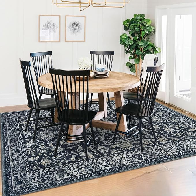 KILOCOCO Area Rug 5x7 Living Room Rug Washable Printed Vintage Floral Non Slip